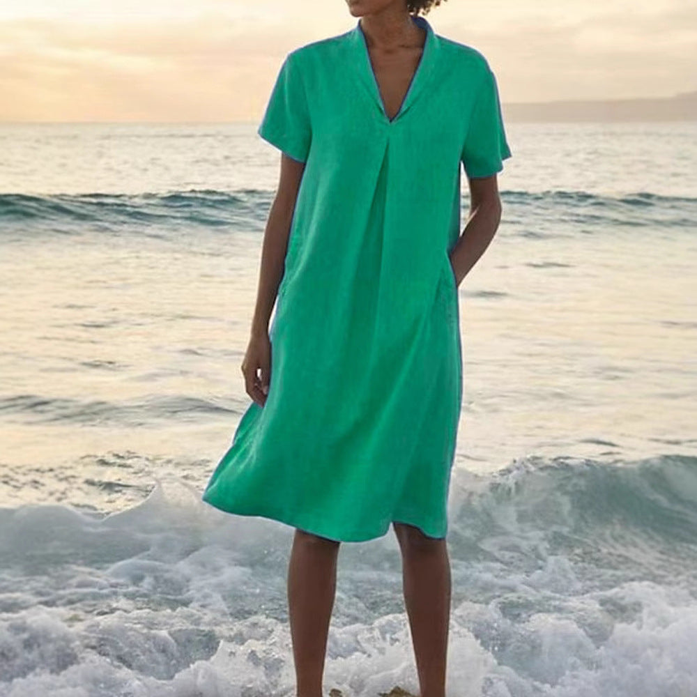 Bettina™ – Damenkleid mit V-Ausschnitt und Taschen