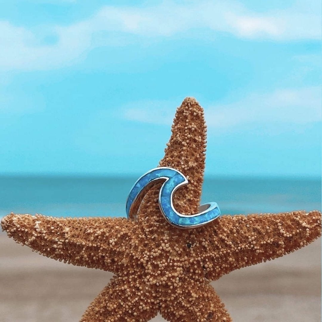 Wellenring aus Silber mit Opal