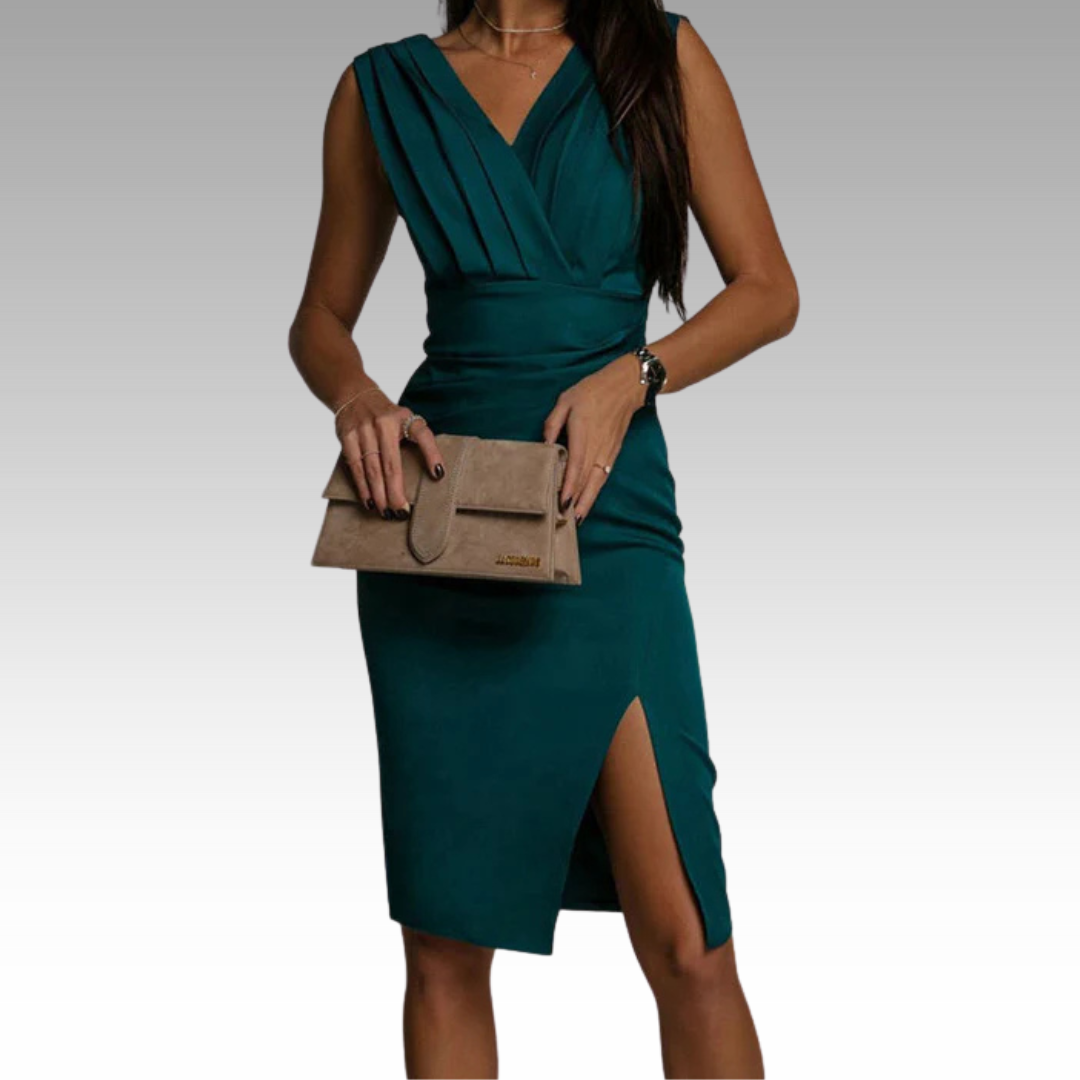 Regalia™ – Elegantes Figurbetontes Kleid mit V-Ausschnitt und Schlitz