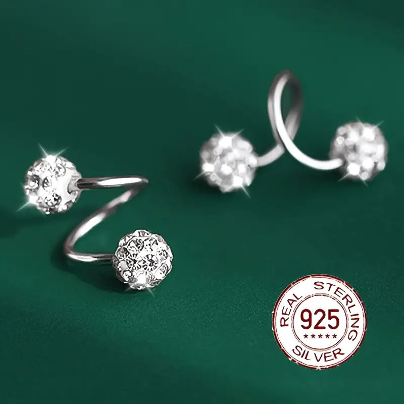 Supersparkle-Zirkonia-Doppelspiral-Ohrringe in Silber und Gold