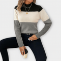 Colorblock-Pullover mit hohem Kragen – Moderner Kontrast