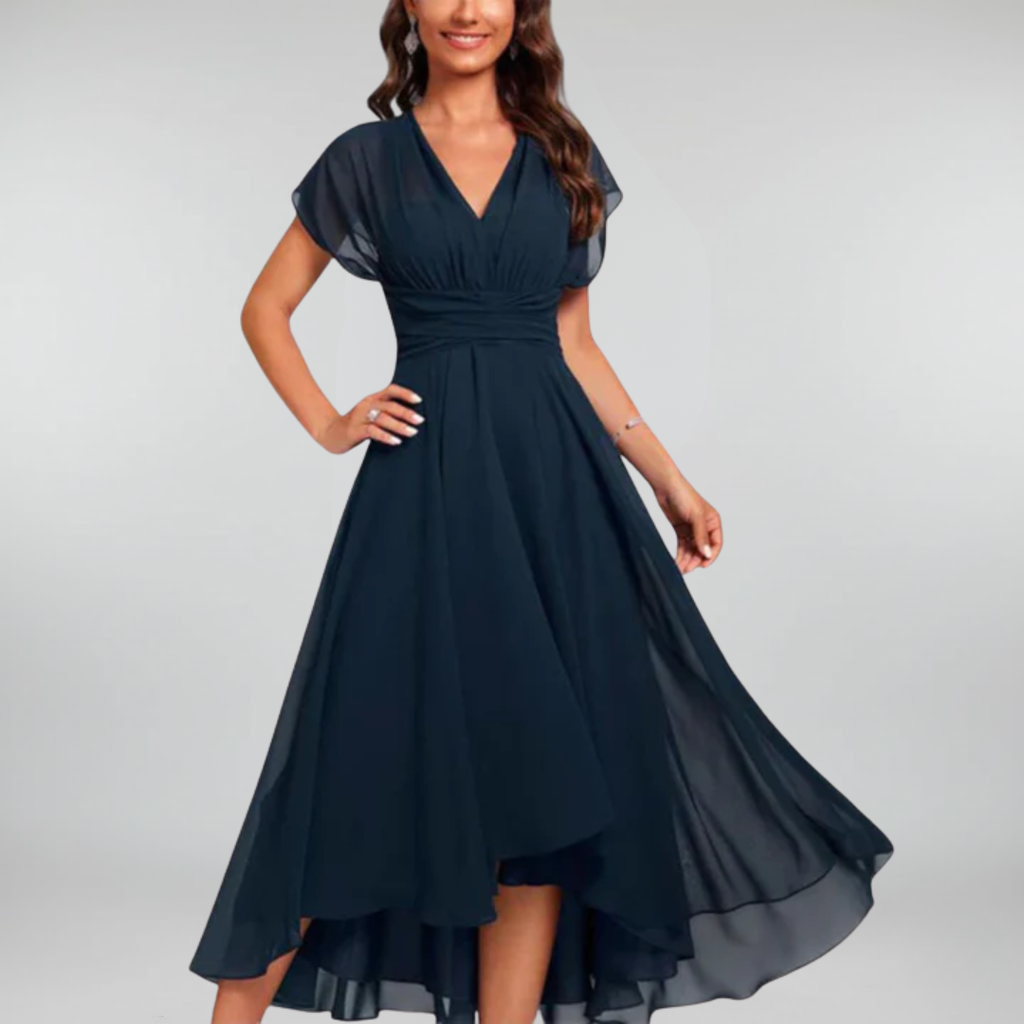Enid™ – Fließendes & Elegantes Abendkleid mit V-Ausschnitt