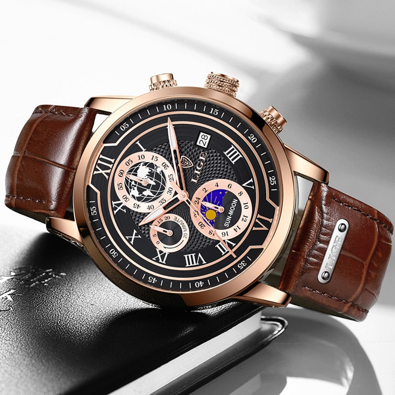 Chronographuhr mit Premium-Lederarmband