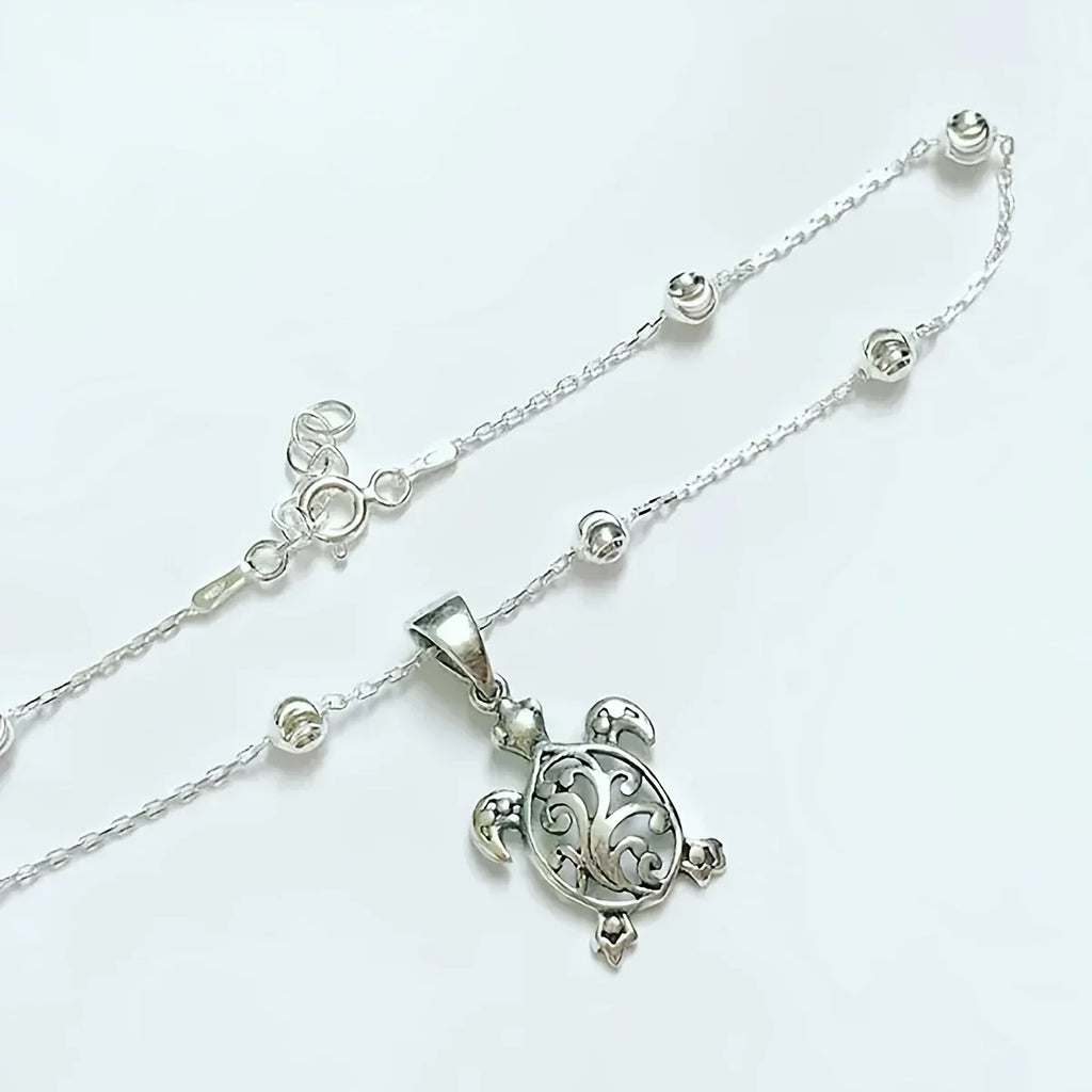 Boho-Turtle-Fußkettchen mit runden wasserfesten Perlen