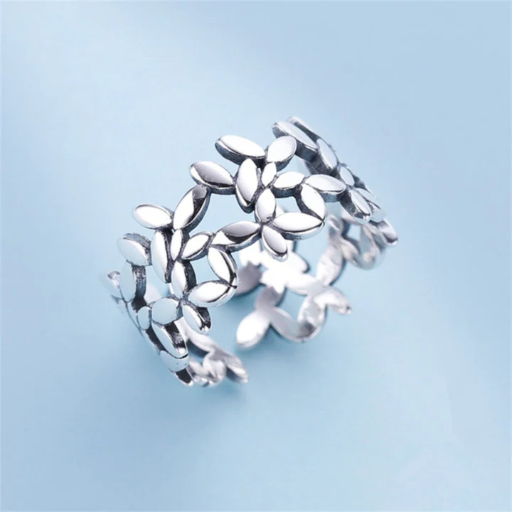 Vintage-Blätterringe aus Silber