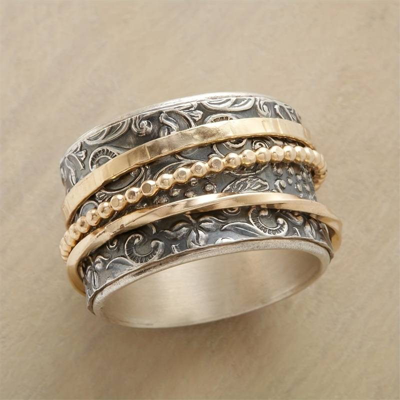 Antiker Vintage-Ring aus Gold und Silber